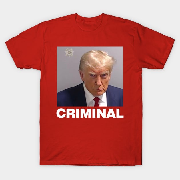 Real Donald Trump Mug Shot, "CRIMINAL" T-Shirt by kevinlove_